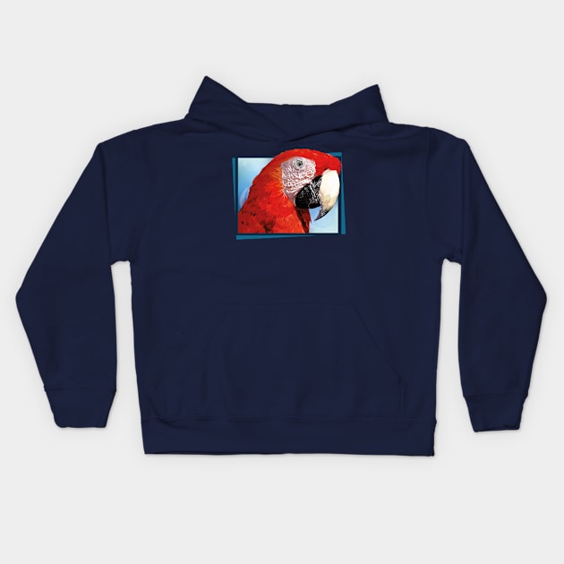 red macaw Kids Hoodie by obscurite